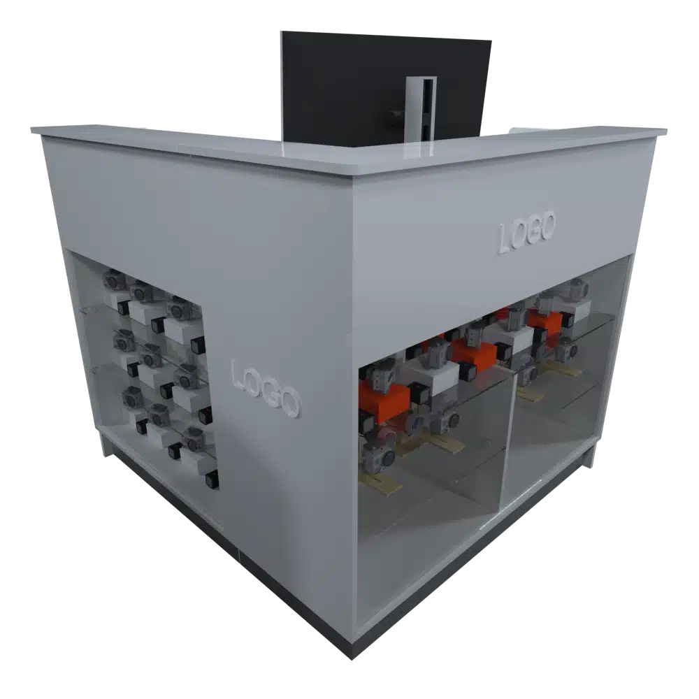 recepcion con exhibidor